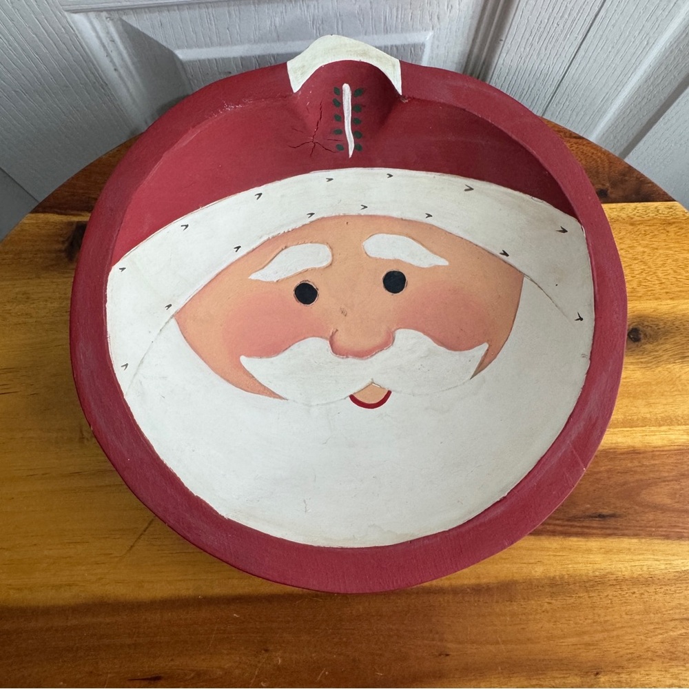 Handmade hand painted wooden Santa Claus bowlβ